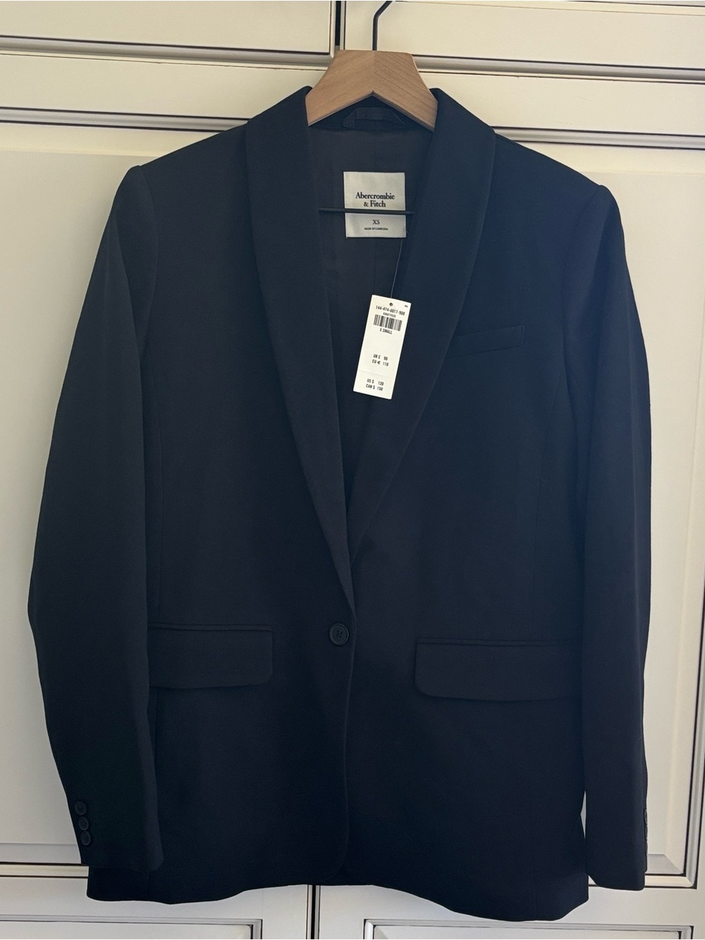 Abercrombie & Fitch Lined Button Blazer Jacket Office Black $120 Womens Size XS